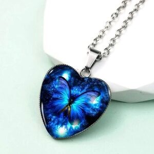 Heart Shaped Butterfly Necklace Pendant